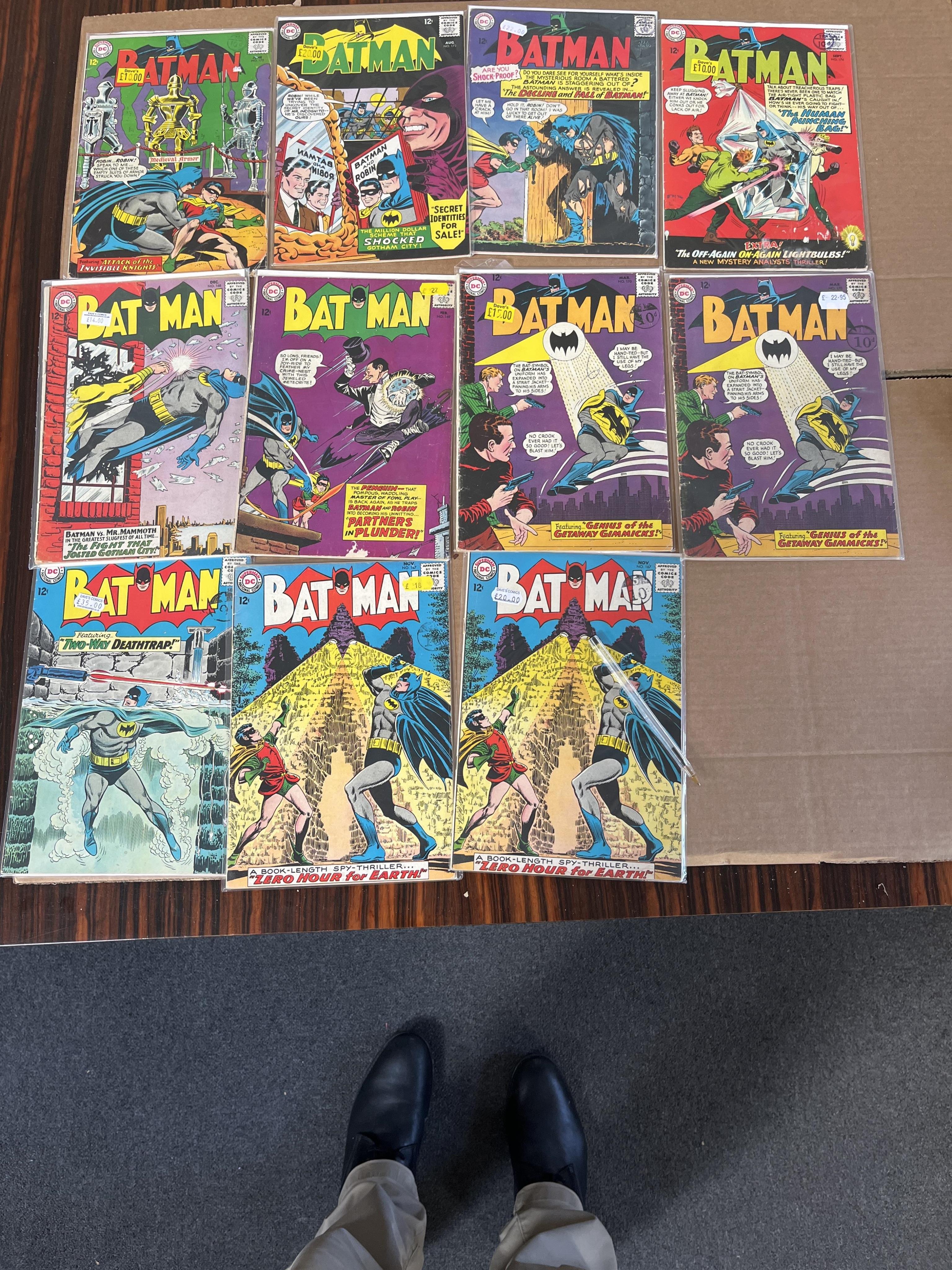 Batman, DC comics, volume 1, 1957-1965, 43 issues between #108–175 (includes major key issue 155), comprising, #108, #118, #123A, #126 [minor key], #128, #132, #133 [minor key] x2, #134 x2, #135, #140, #144, #146, #149 x